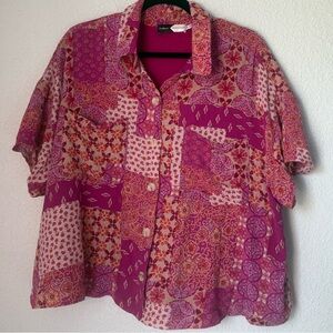 Piper & Scoot Vibrant Pink Patterned Blouse